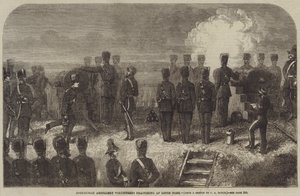 Voluntarios de Artillería de Edimburgo practicando en el Fuerte de Leith de Charles Altamont Doyle